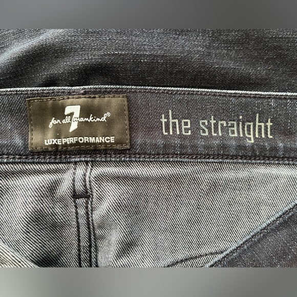 7 For All Mankind The Straight Jeans Mens Size 32 Dark Blue Mid Rise - Picture 6 of 11